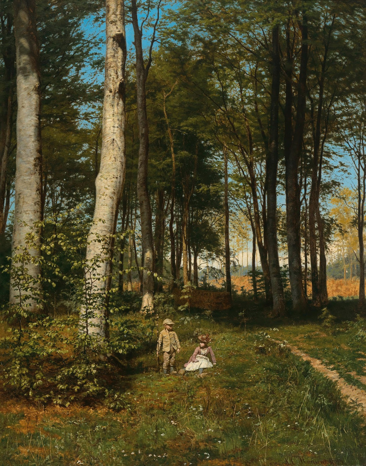Siblings Resting on a Forest Path in the Summer 1895
