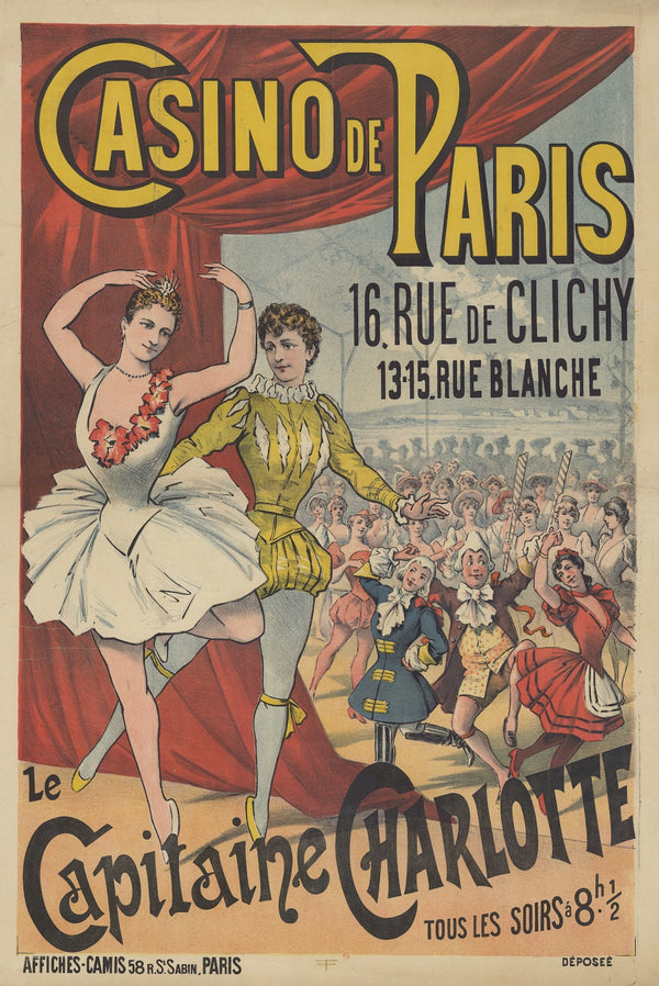 Casino de Paris 16 rue de Clichy 13 15 rue Blanche Le capitaine Charlotte 1890