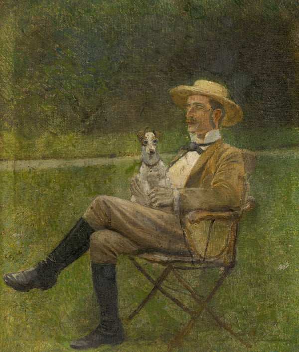 Study of a Seated Man with a Dog 18801900
