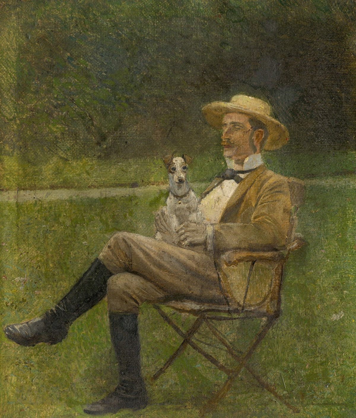 Study of a Seated Man with a Dog 18801900