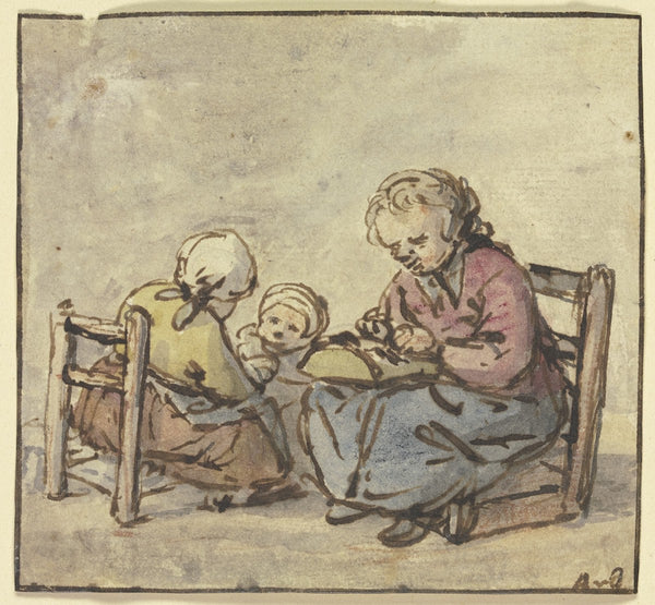 Drei Mädchen das älteste beim Spitzenklöppeln ca 1650 1660