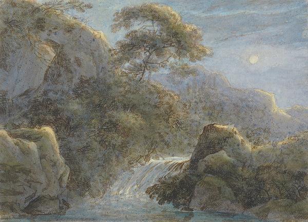 Waterfall in the Mountains by Moonlight about 1800