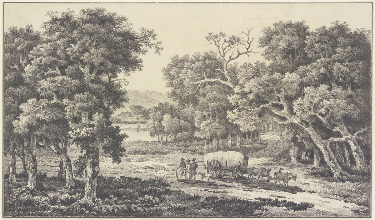 Waldlandschaft mit einem Güterwagen