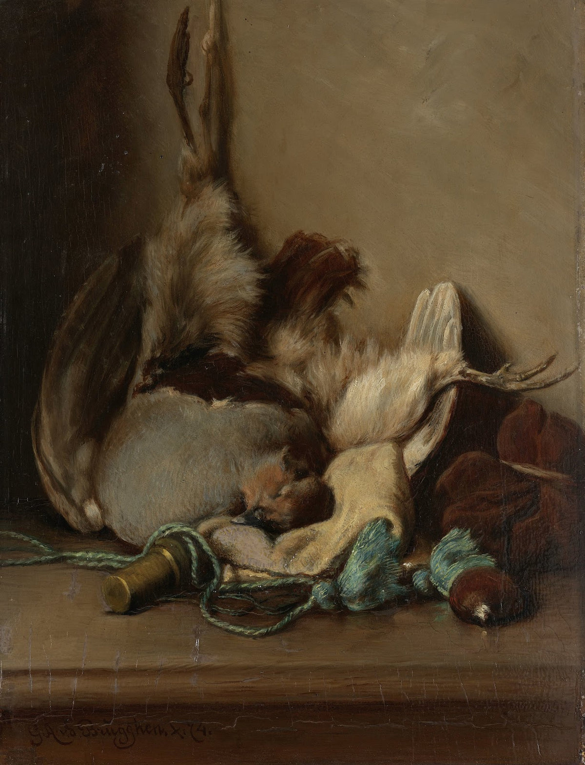 Still life with Wood Pigeon and Powder Horn 1874
