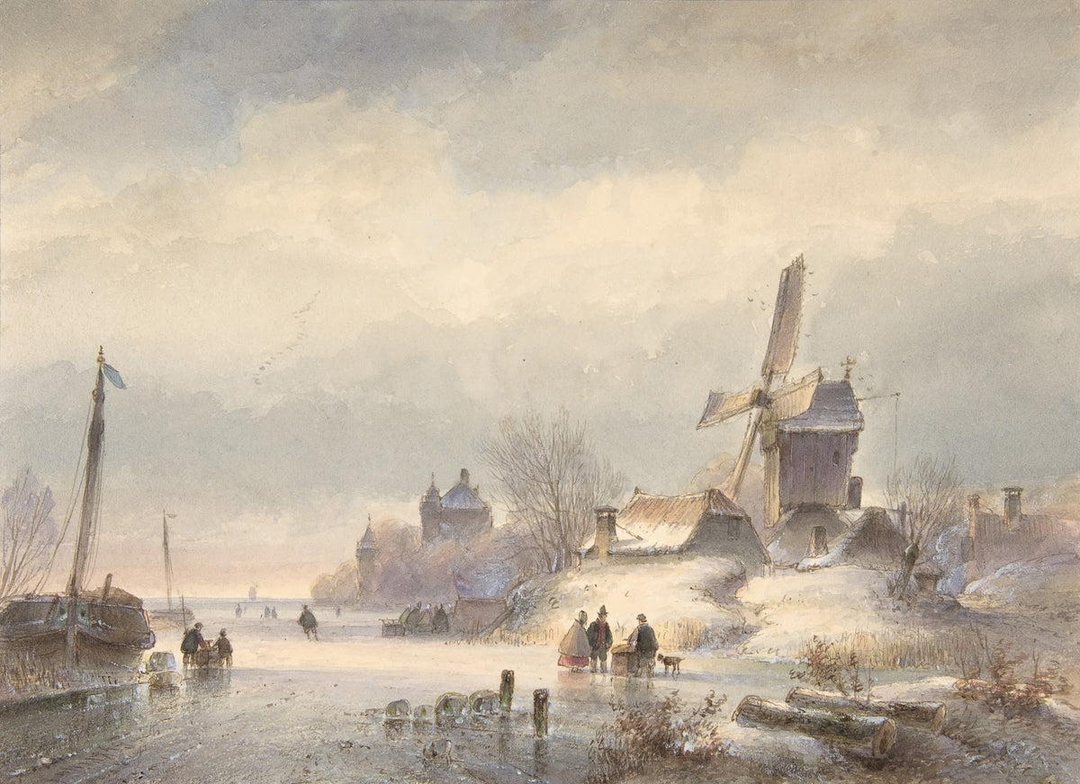 Winter Landscape with Frozen River 19th century