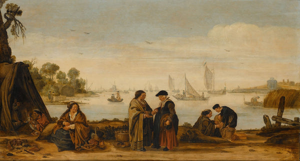 Rivierlandschap met handlezende vrouwen c 1625 c 1631