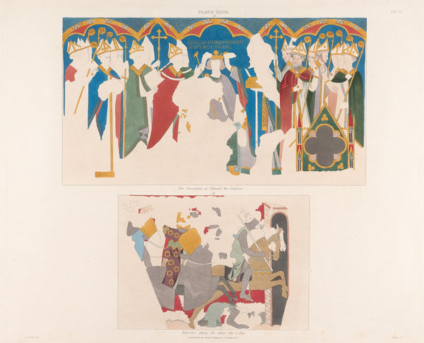 Vol 6 Plate XXXVII The Coronation of Edward the Confessor Warriors Flying for Re