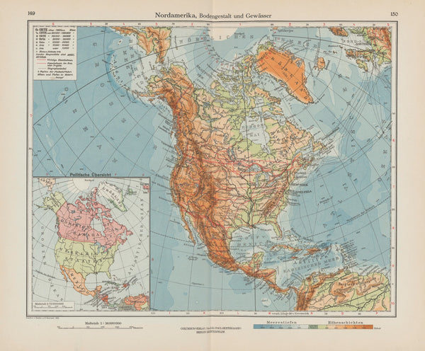 Nordamerika Bodengestalt und Gewasser 1926