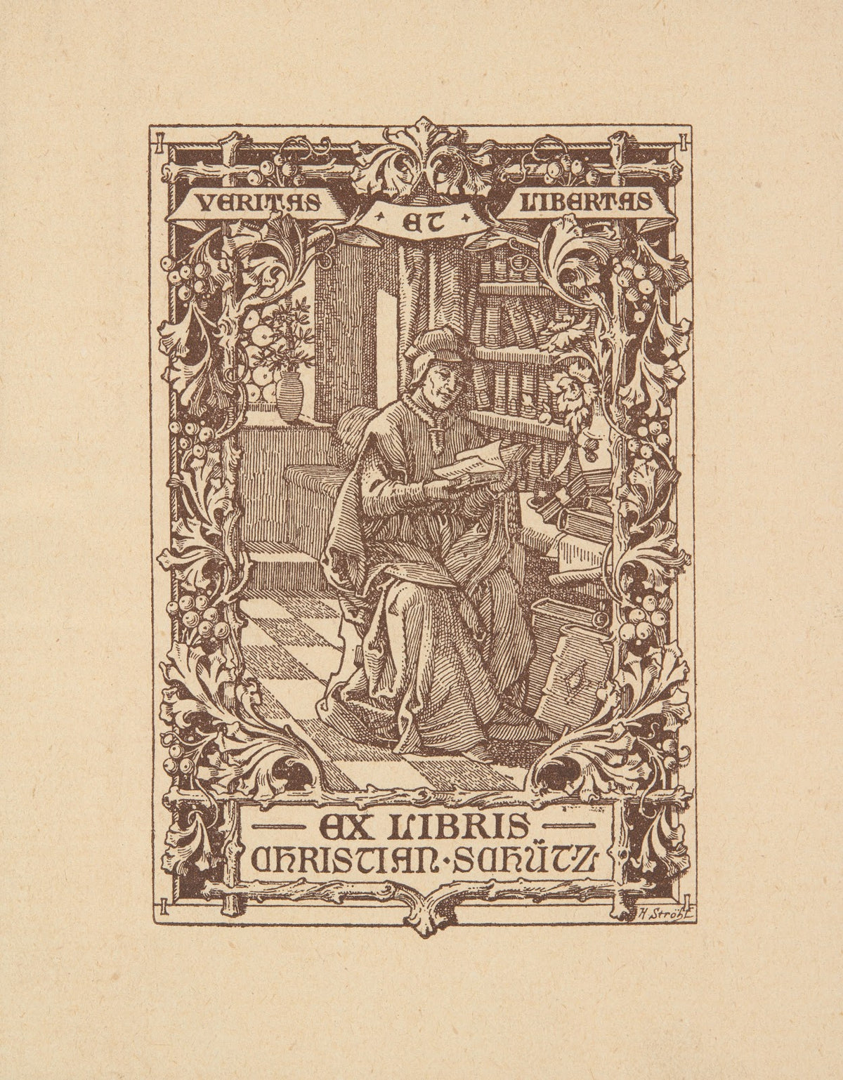 Ekslibris Christian Schütz 1829 1913 1890 1899