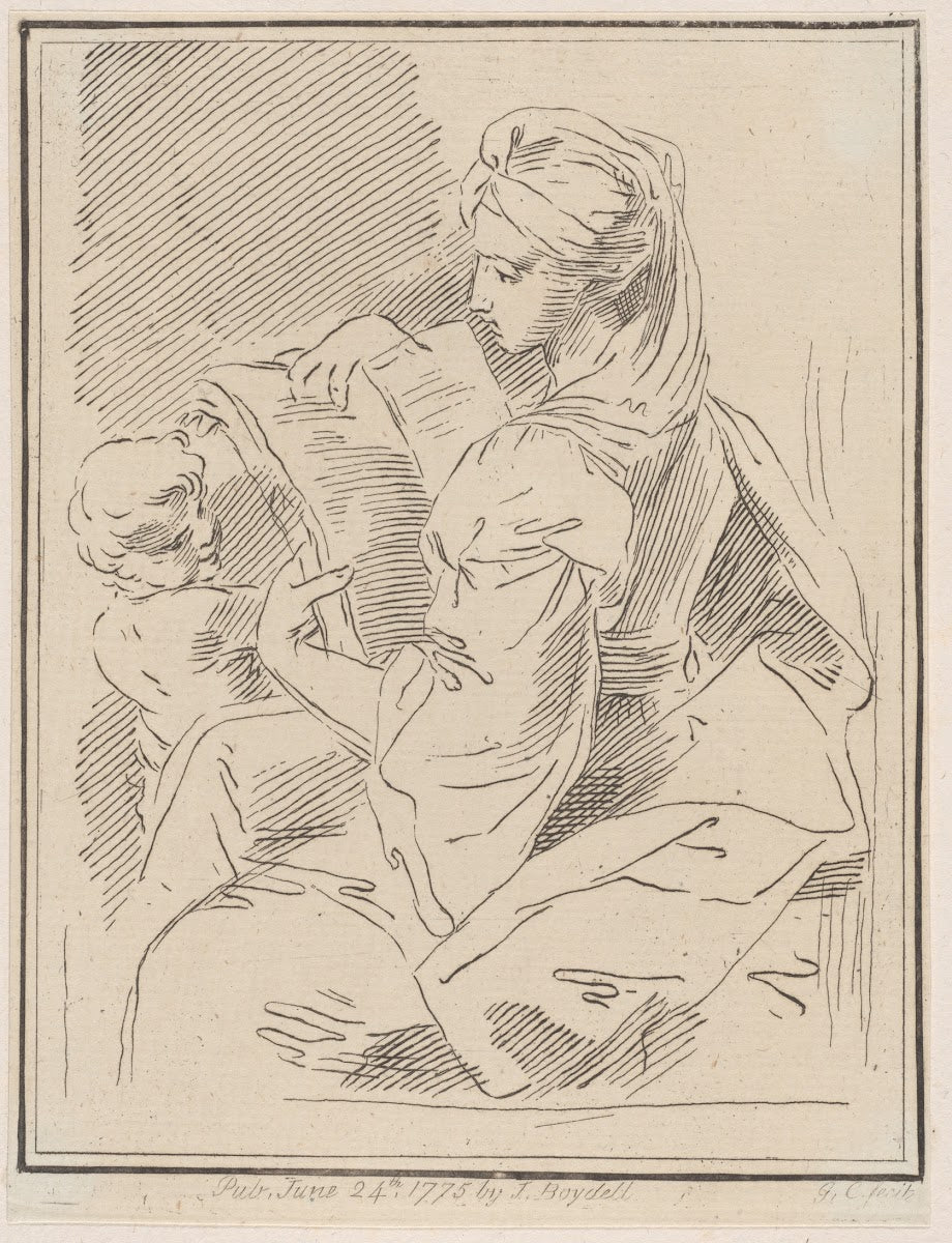 Sybil holding a book with a child at left 1775
