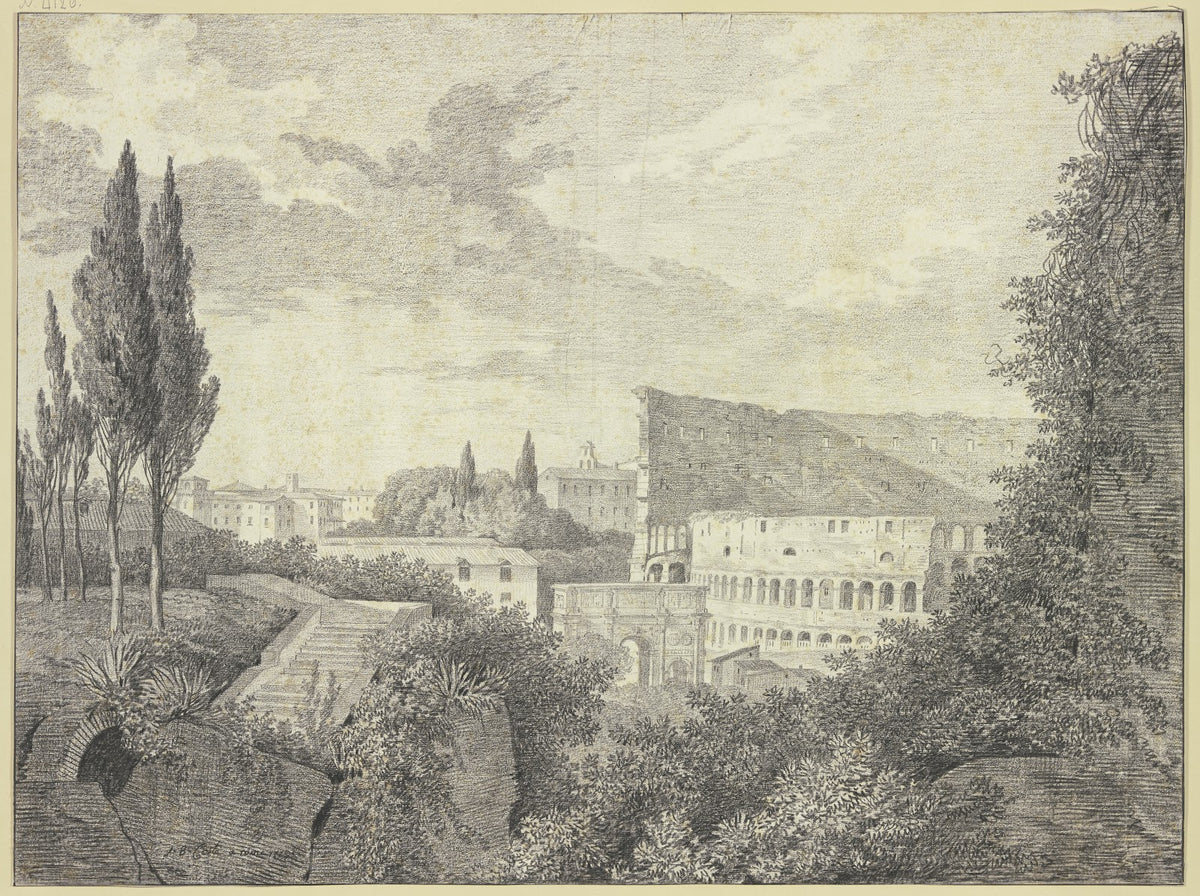 Das Kolosseum und der Konstantinsbogen vom Palatin aus gesehen 1779