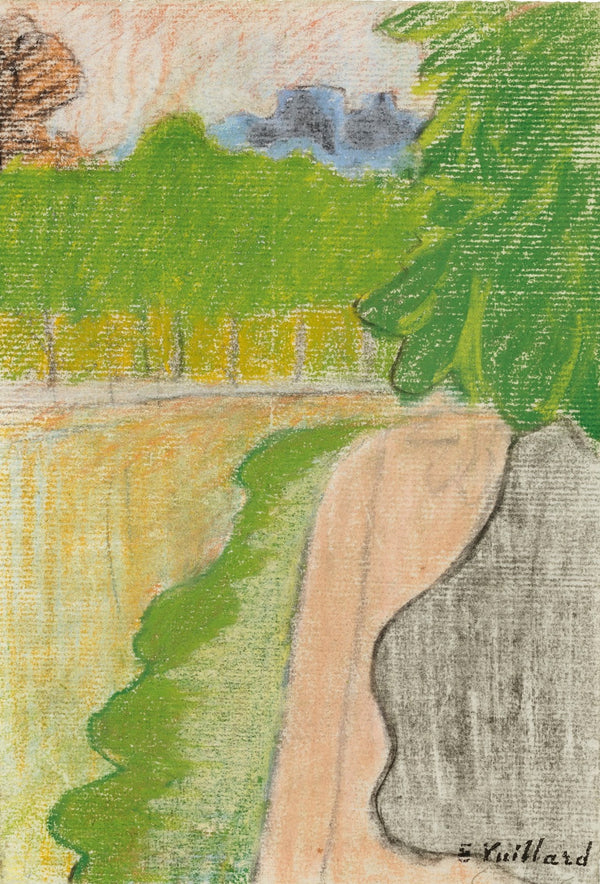 Paysage de rue avec arbres circa 1890