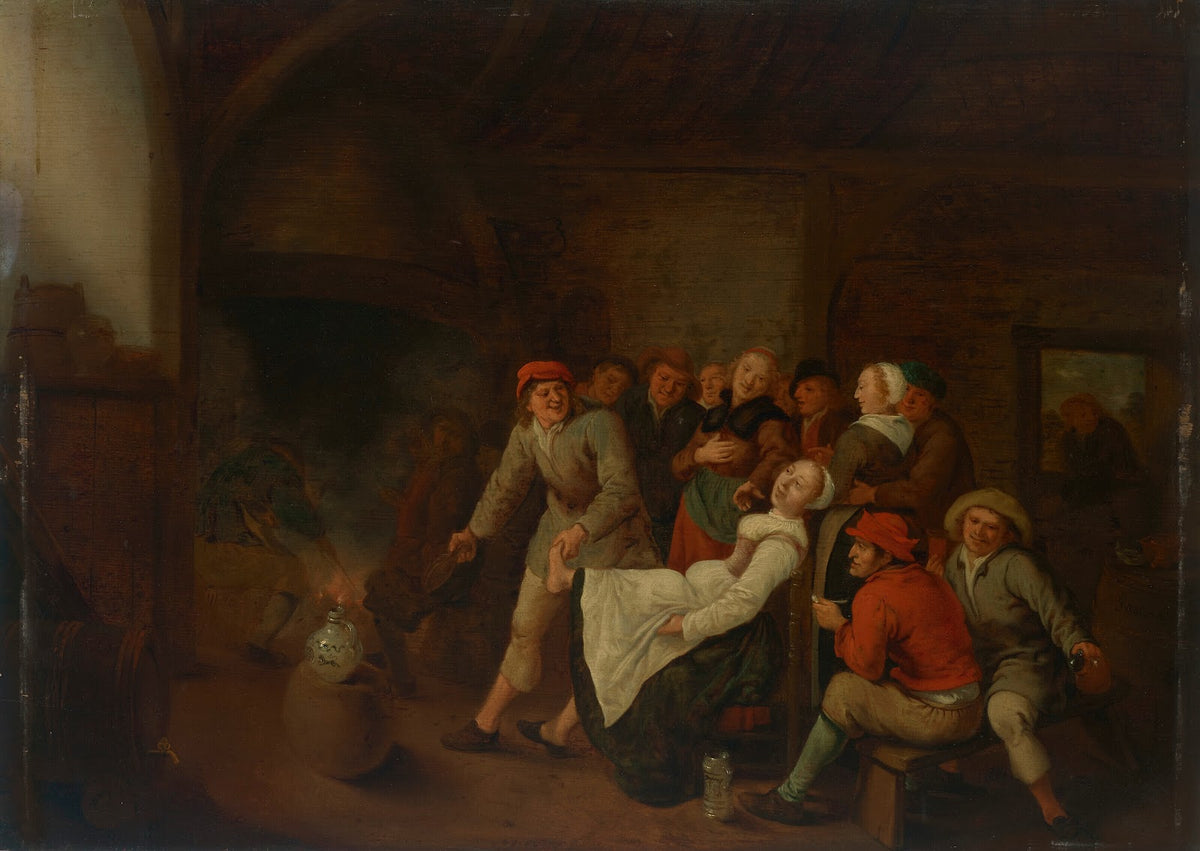 A tavern interior with peasants merrymaking