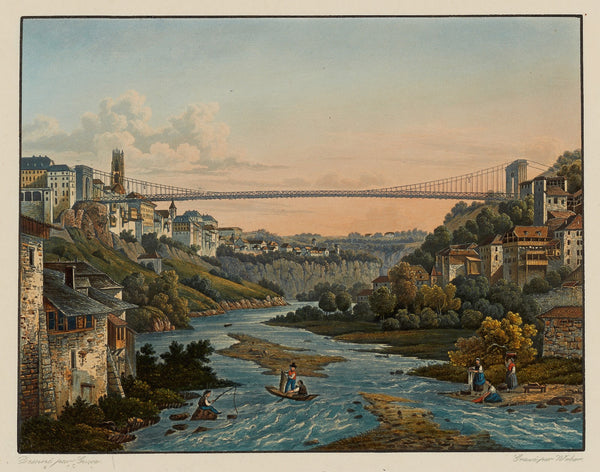 Vue de Fribourg et du Pont de fil en fer 1915 1945