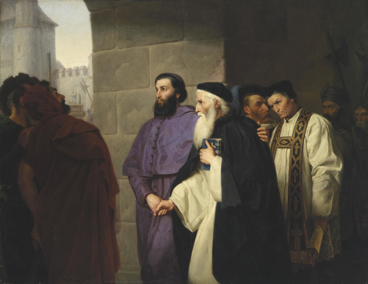 Hugh Latimer und Nicholas Ridley auf ihrem Gang zum Scheiterhaufen