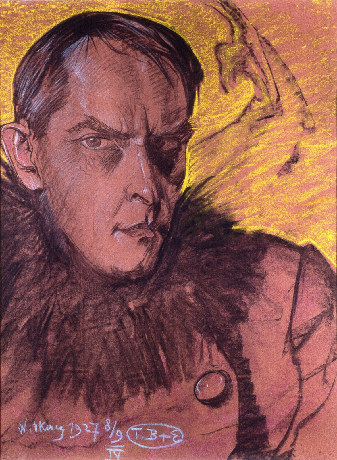 Self portrait wearing a fur collar 1927