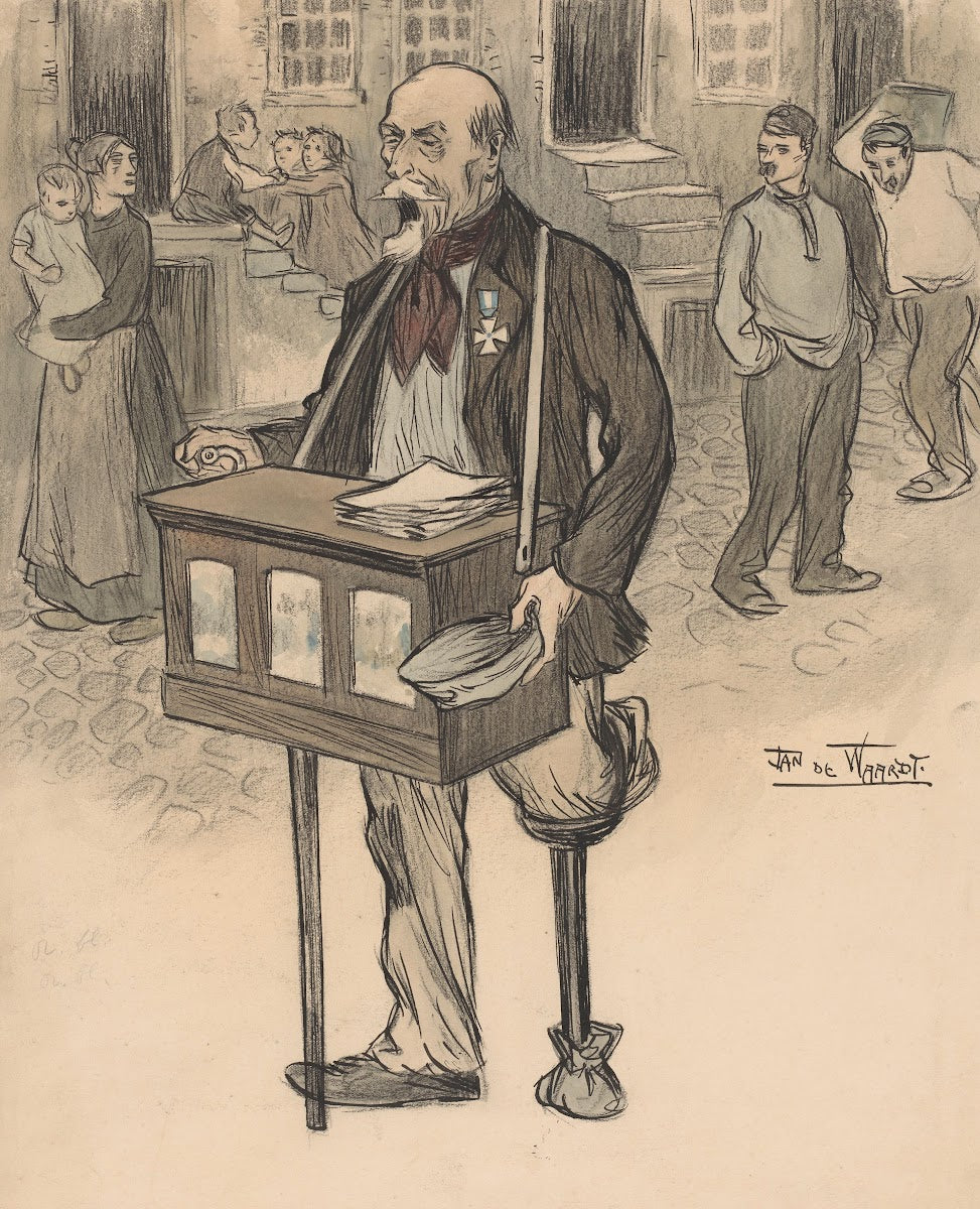 Oud generaal als straatmuzikant 1895 1899