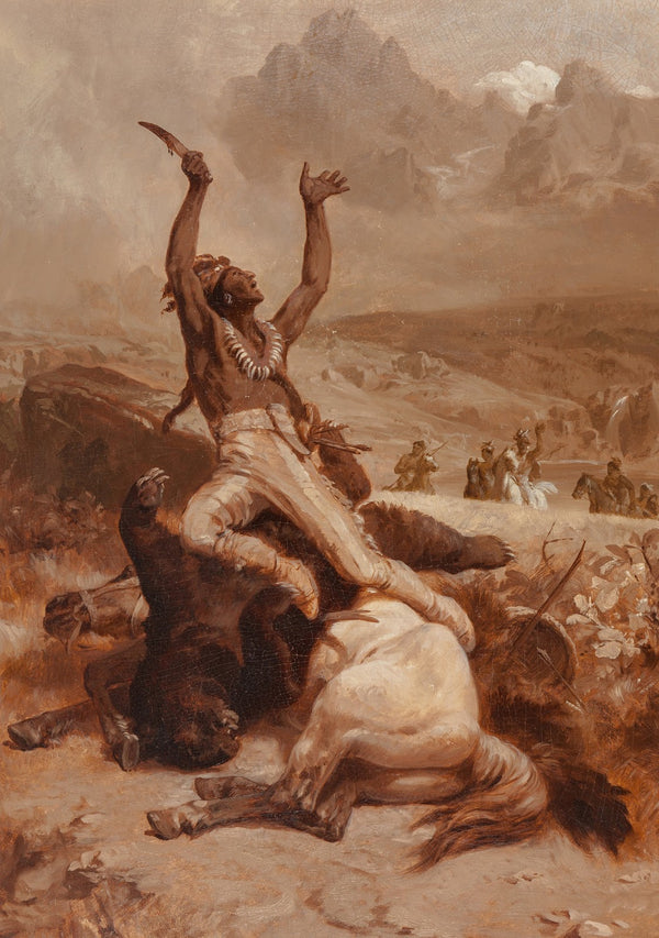Indian brave rejoicing over slain bear 1883