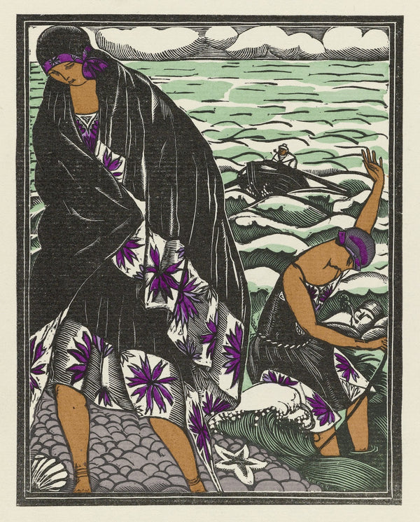 La leçon de natation Costume et chale pour le bain 1921