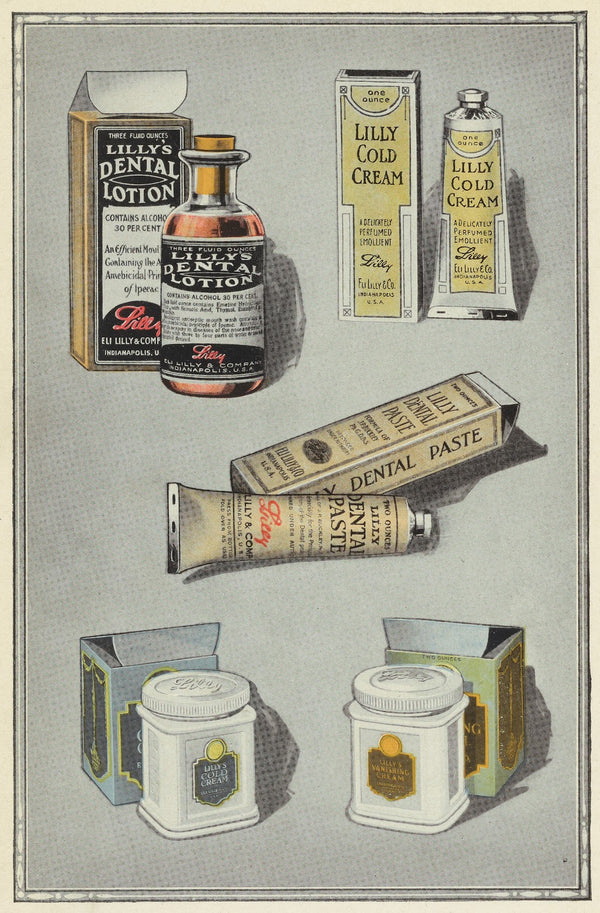 Toiletry items made by Eli Lilly Company 1919