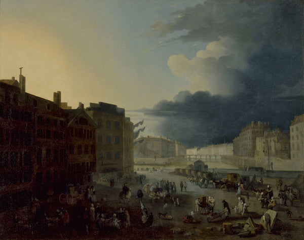 Le pont Rouge et les pointes des îles Saint Louis et de la Cité vus du port au b