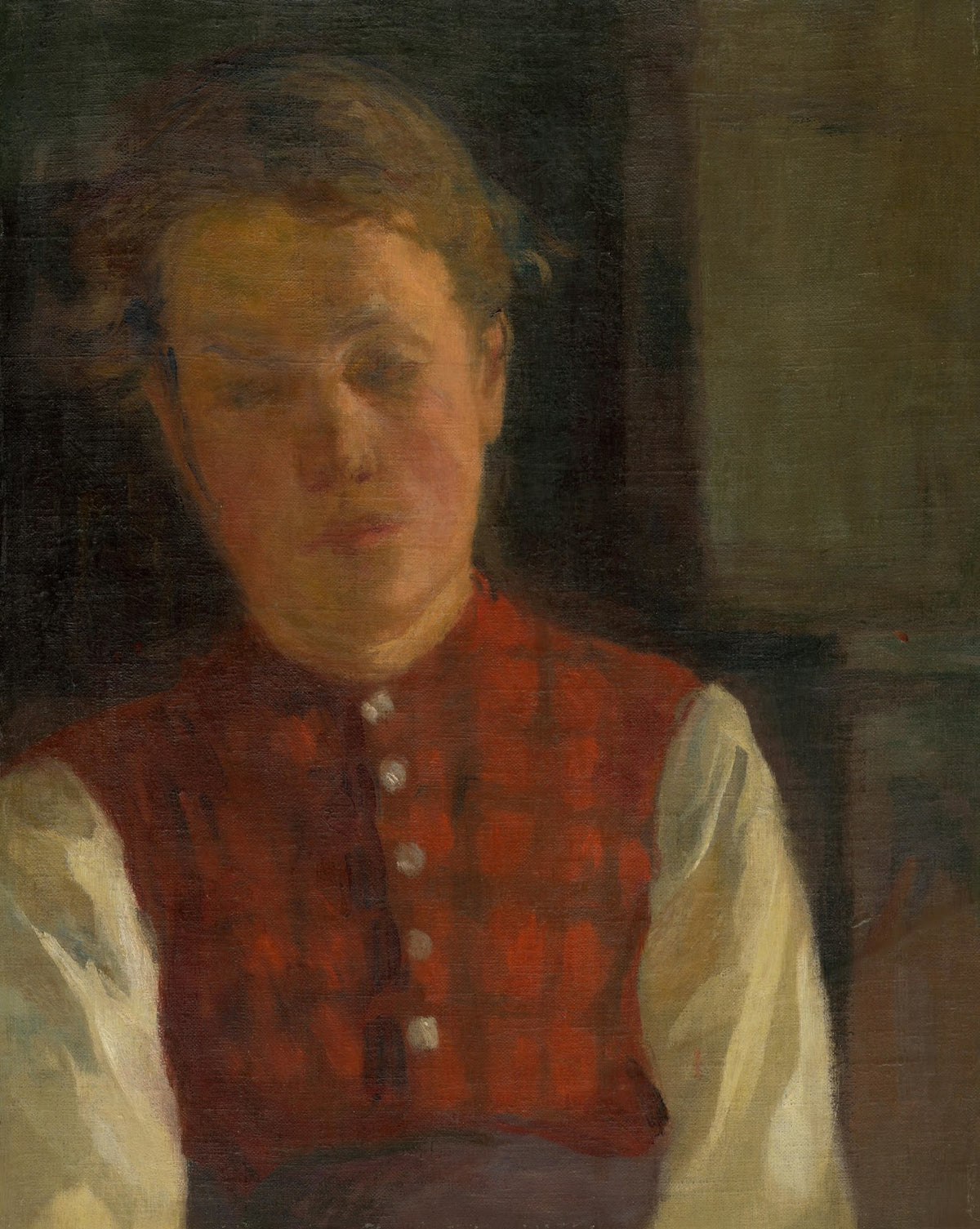 Žena v červenej kockovanej veste 18901898