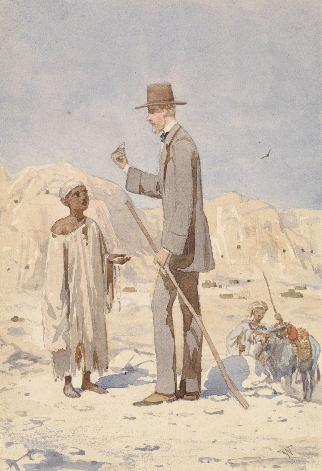 Louis Philippe Albert dOrleans bij een opgraving in Egypte 1860