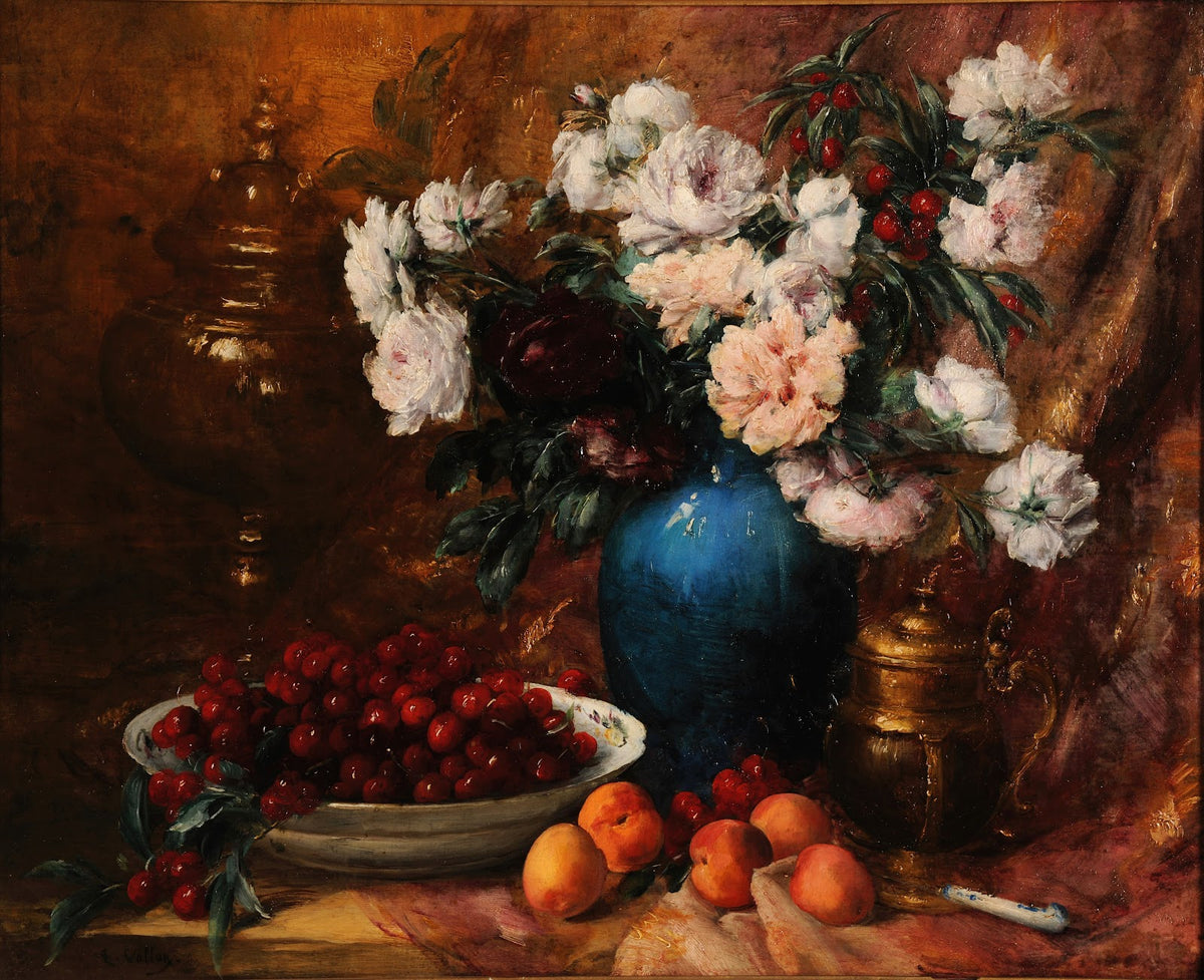 Vase fleurs et fruits before 1890