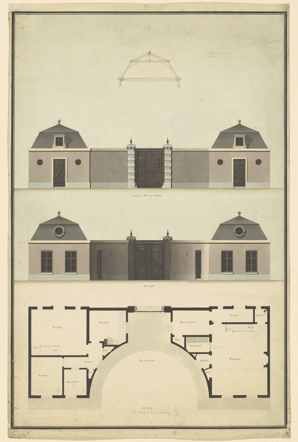 Ontwerp voor een poortgebouw annex kantoor 1792