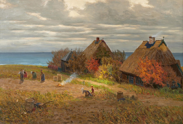Grenzweg in Ahrenshoop mit Bäuerinnen bei der Kartoffelernte