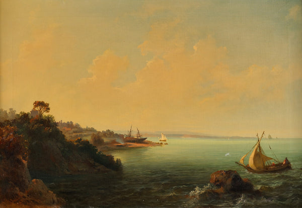 Felsküste und Segelboote 1853