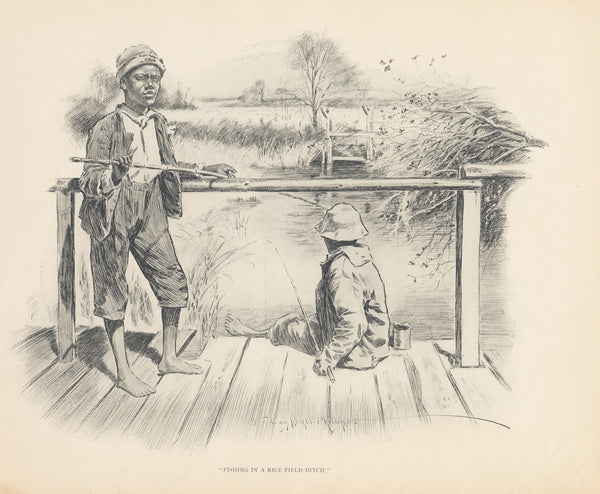 Fishing in a rice field ditch 1899