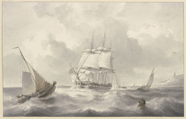 Bark in rough sea 1852