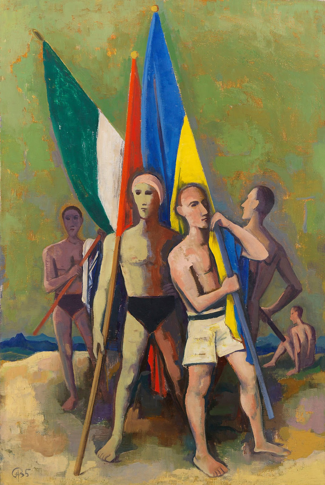 Young Men with Flags 1935