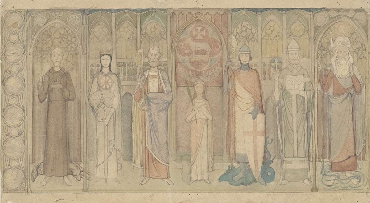 Ontwerp voor de Tweede Bossche Wand zeven staande heiligen c 1869 c 1925