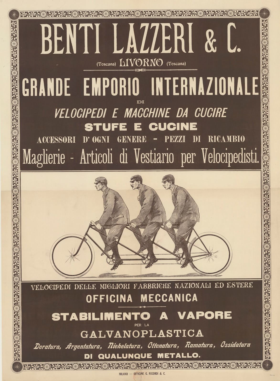 Benti Lazzeri C Livorno Grande emporio internazionale di velocipedi e macchine