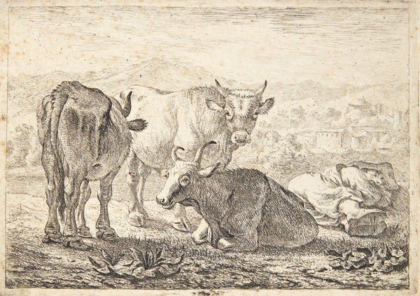 Tre stude th en sovende bonde 1638
