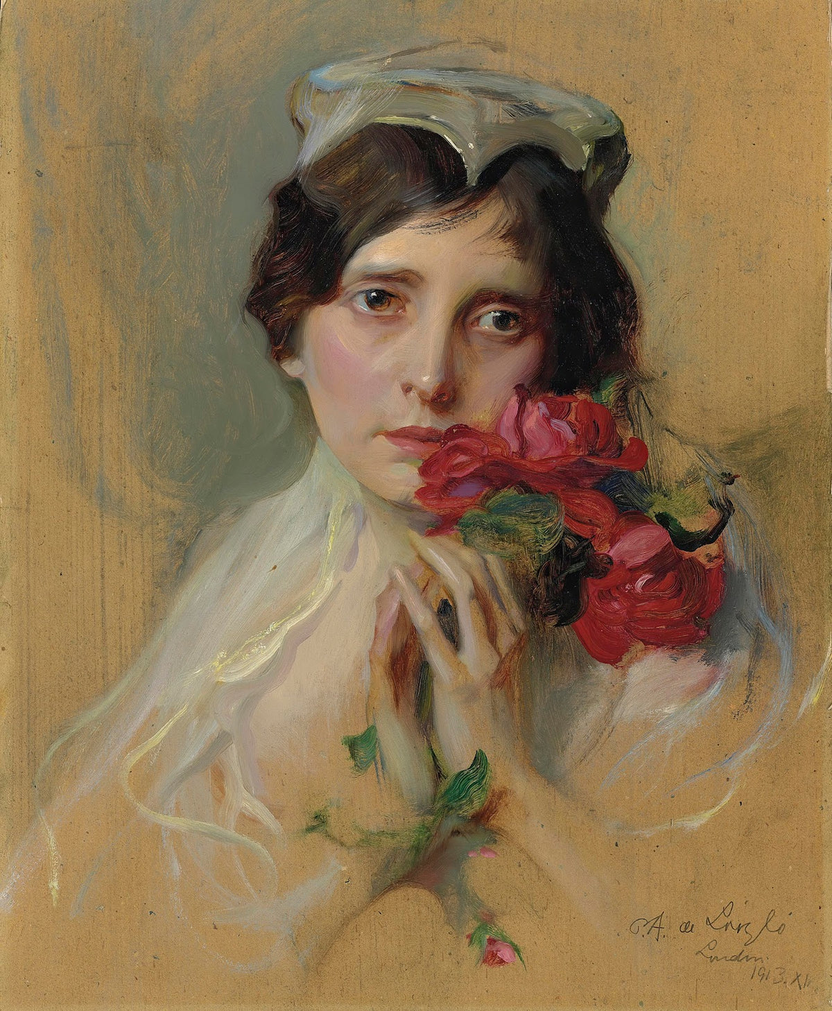 Portrait of a lady wearing a peaked headdress 1913