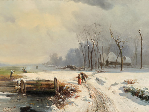 A Brushwood Gatherer in a Winter Landscape 1860