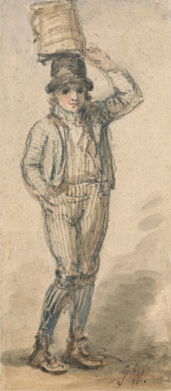 Boy Carrying a Pail on His Head