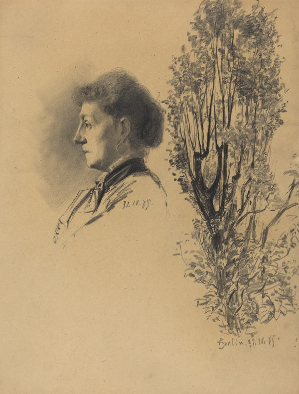 A Woman in Profile and a Pollard Tree in Bloom 1885