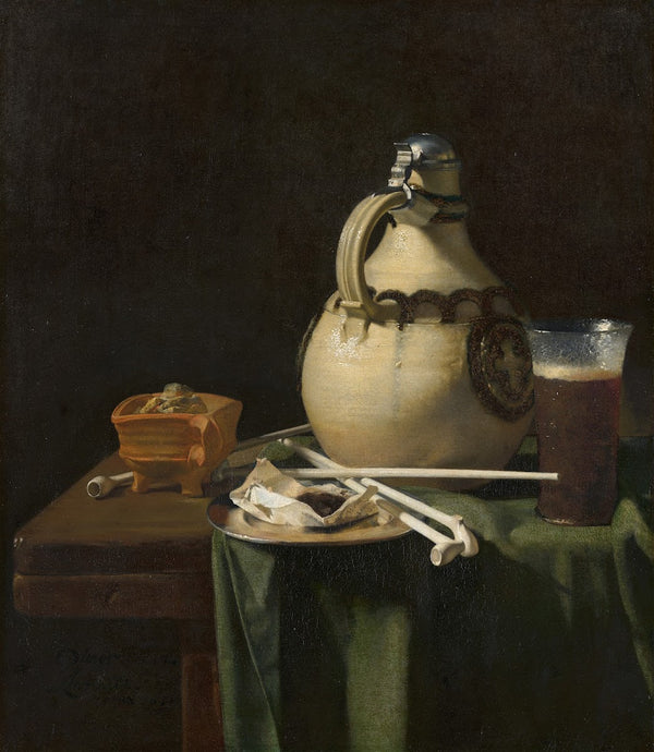 Still Life with Earthenware Jug and Clay Pipes 1658
