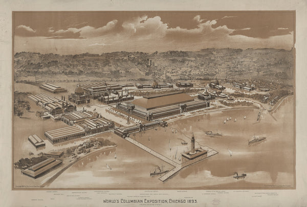 Worlds Columbian Exposition Chicago 1893 Birds eye view 1893