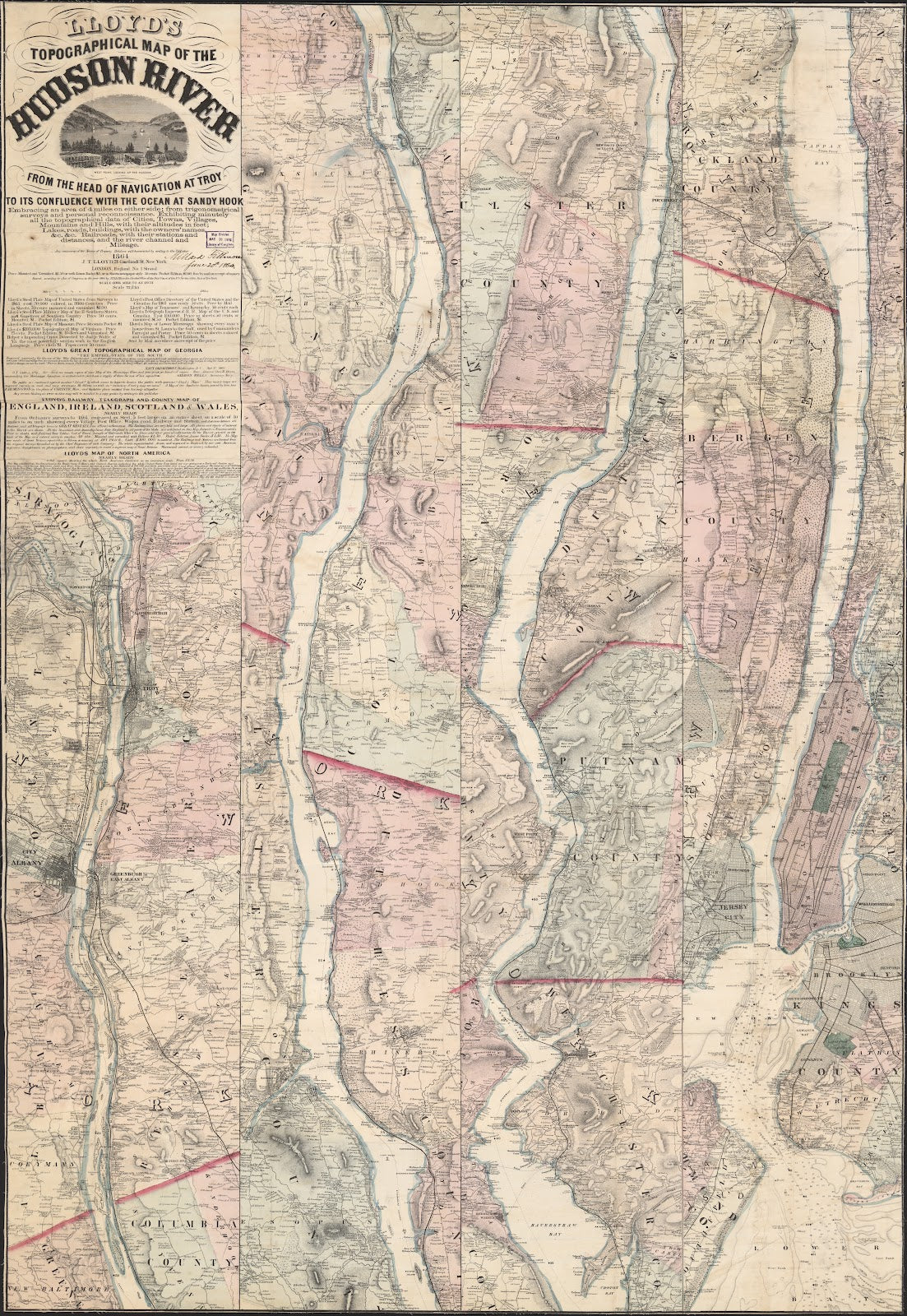 Lloyds topographical map of the Hudson River 1865