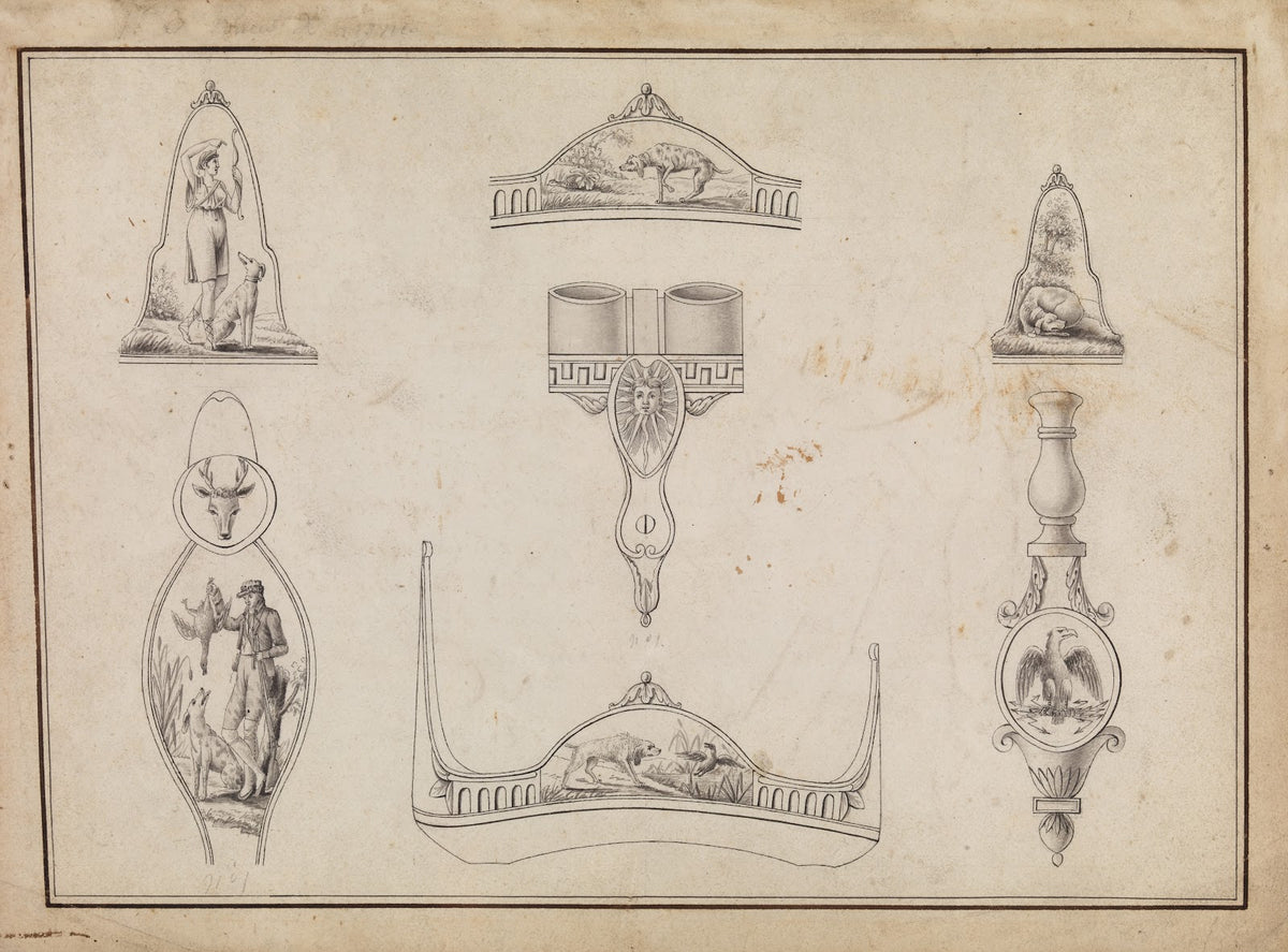 Drawing with Seven Designs for Firearms Ornament 1806