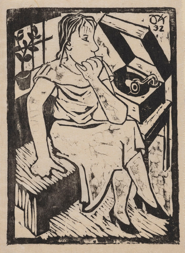 Woman Listening to Music from a Phonograph 1932