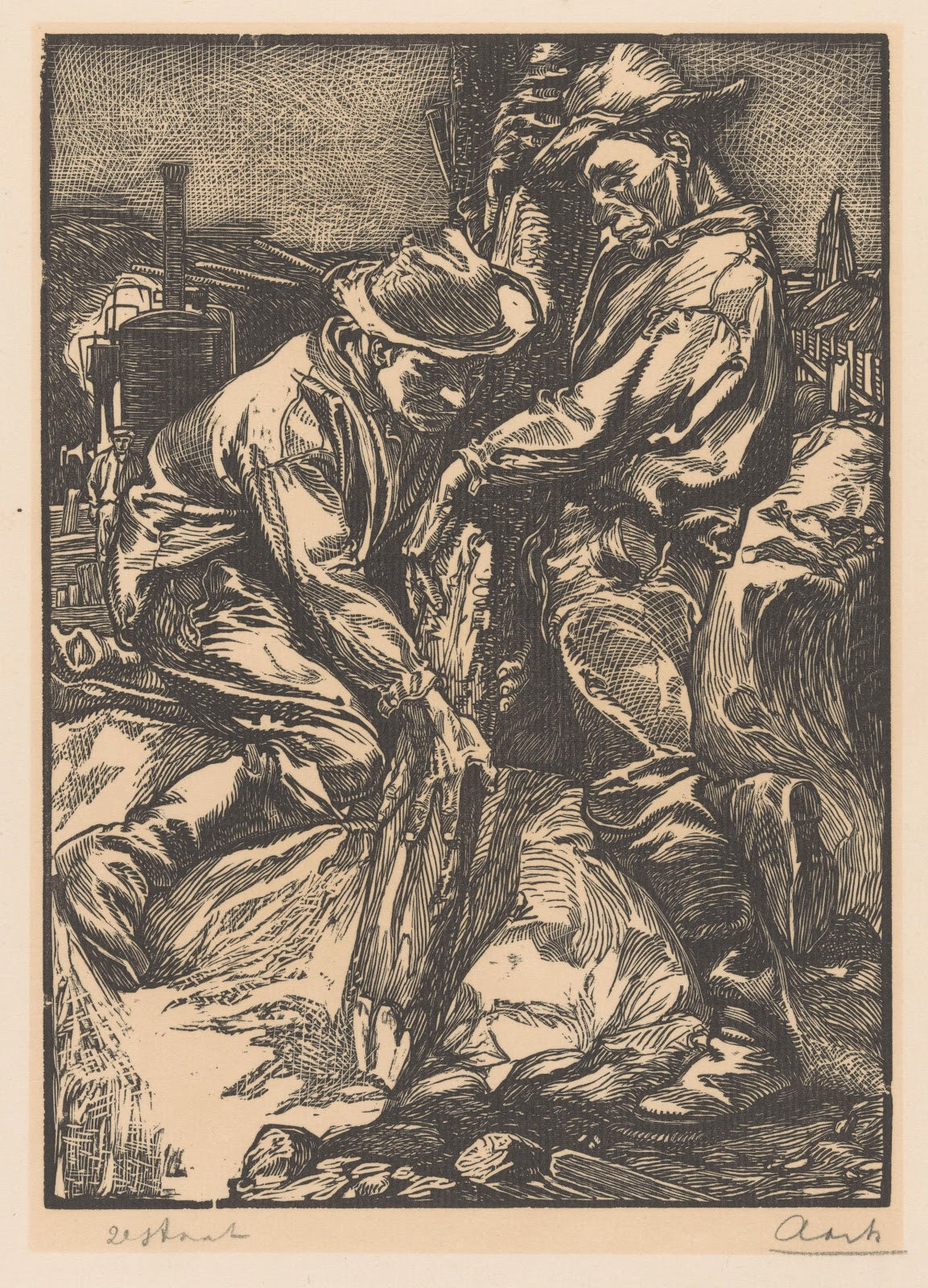 Bouwarbeiders bezig met heiwerk 1881 1931