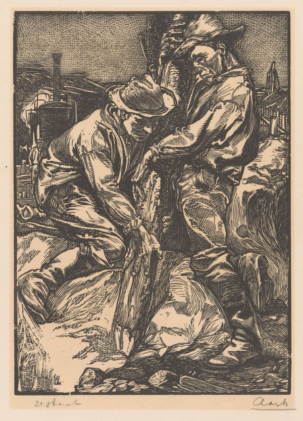 Bouwarbeiders bezig met heiwerk 1881 1931