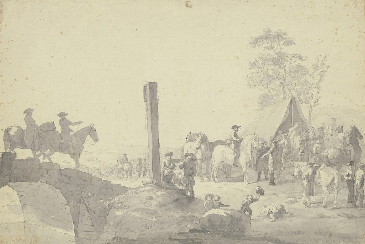 Scene with soldiers in camp