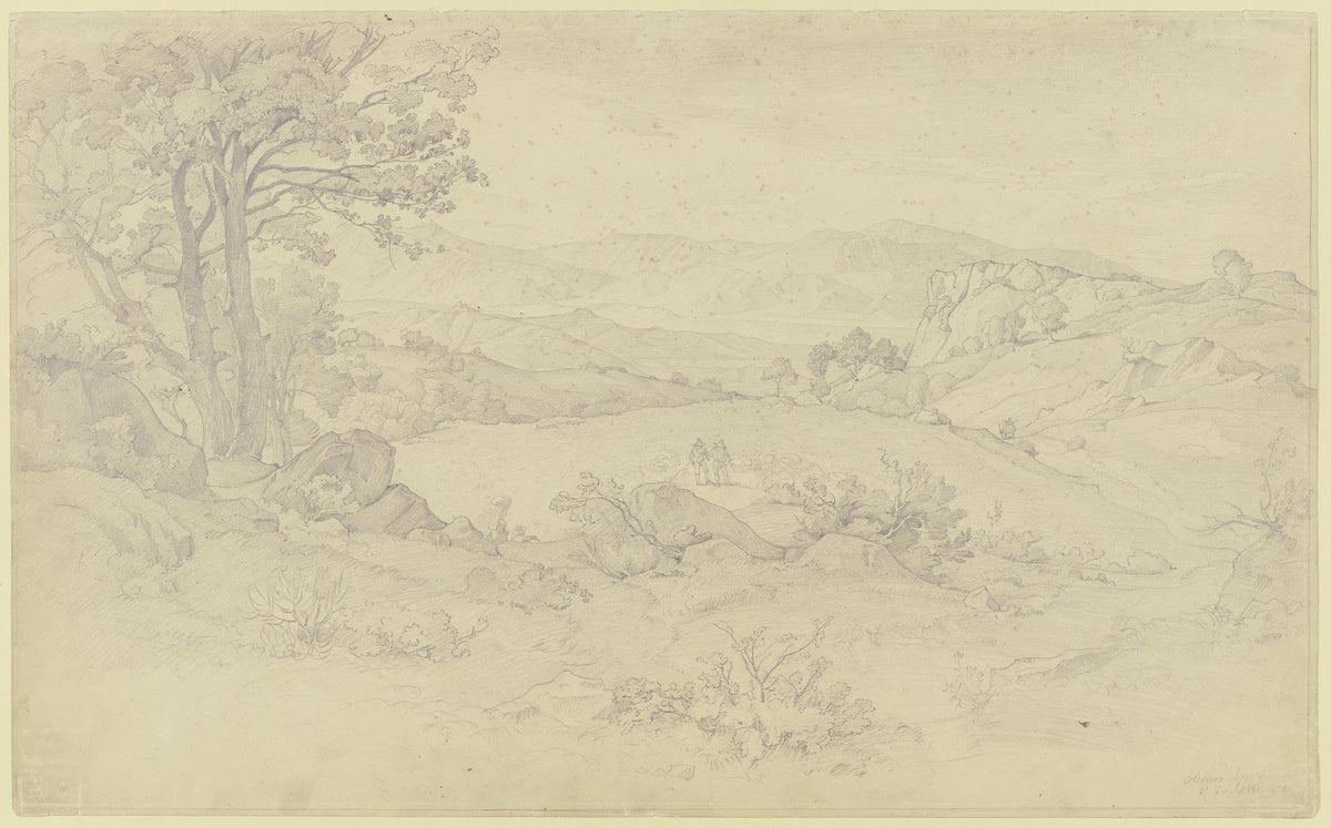Bei Olevano im Mittelgrund zwei Hirten mit Herde 1830